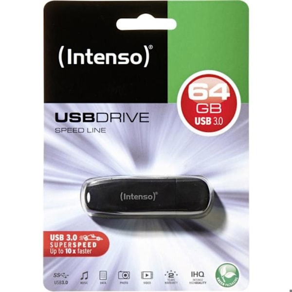 USB-avain - INTENSO - Speed Line 3.2 - 64 Gt - Musta musta
