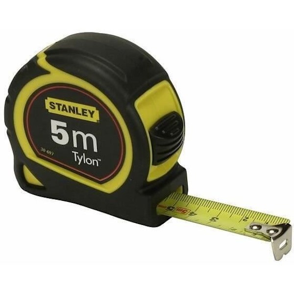 STANLEY mittanauha - 0-30-697 - 5m x 19mm - Lakattu teräsnauha 2 niittikoukulla Svart