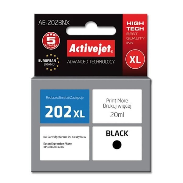 Activejet AE-202BNX Varacartuski Epson 202XL G14010 Supreme 20 ML Musta