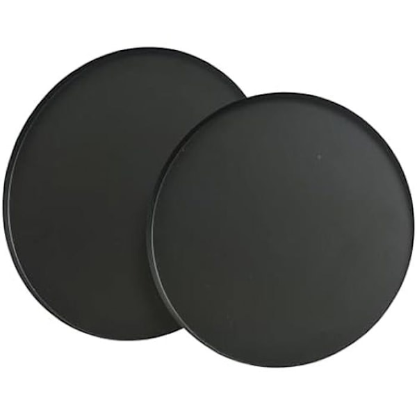 Dekorativ bricka - DECORIS - Set om 2 - Mattsvart metall - 35 cm - Okrossbar Svart