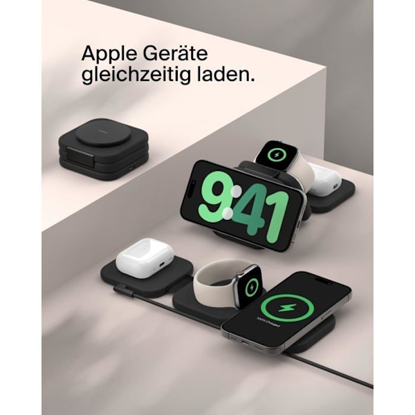 Trådløs oplader - BELKIN - BOOST CHARGE PRO 3i1 - 15W - Sammenfoldelig - Qi2