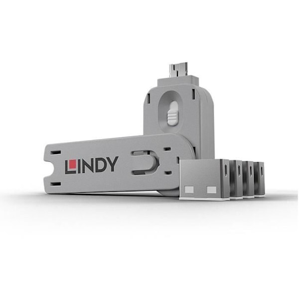 USB-avain ja 4 USB-portin estolaitetta - LINDY - Valkoinen - 4 Gt - 32 Gt - USB 2.0