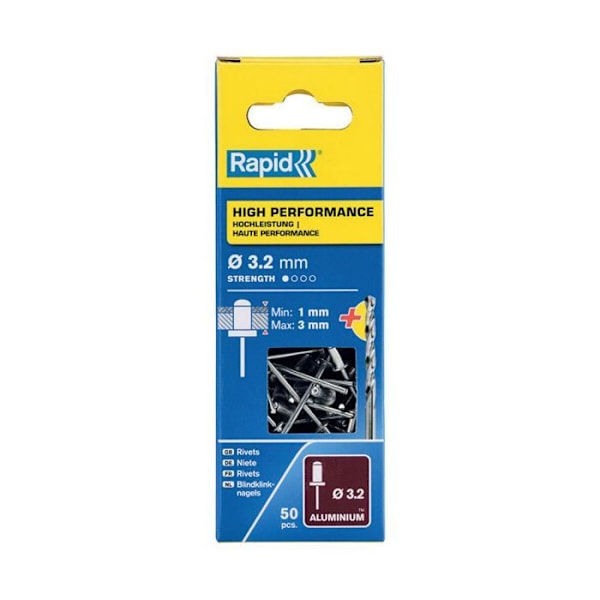 "Popnitter - Rapid - 5001528 - Aluminium - Ø 3,2 mm - 6 mm - 50 Enheder"
