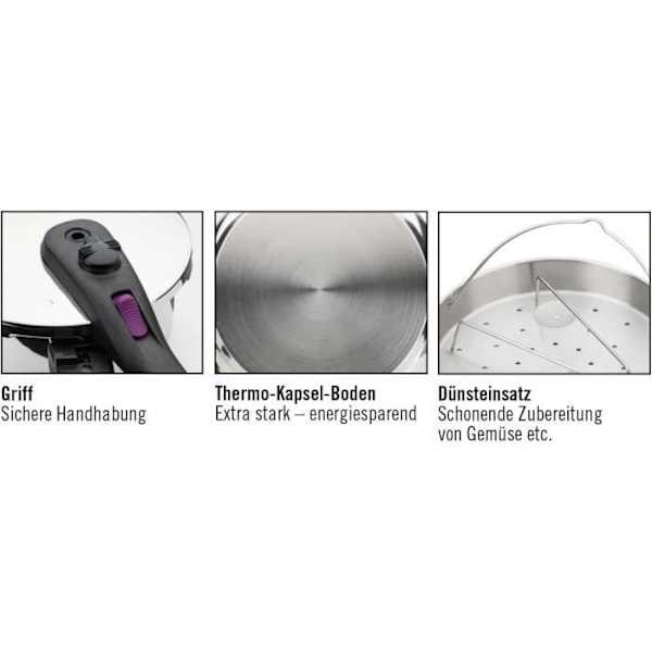 Tryckkokare - GSW - Snabb - 22 cm - 6 L - Induktion - Rostfritt stål