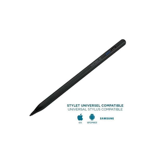 Universell stylus - MOBILIS - Kompatibel med iOS och Android - Perfekt precision - Autonomi 10h - Snabbladdning Svart