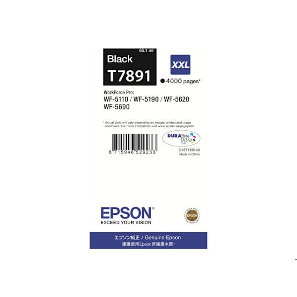EPSON T7891 Print Cartridge - Sort - Størrelse XXL - WorkForce Pro