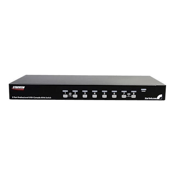 STARTECH Telineeseen asennettava USB KVM -kytkinsarja - 8-portti, jossa on ruutunäyttö ja kaapeleita