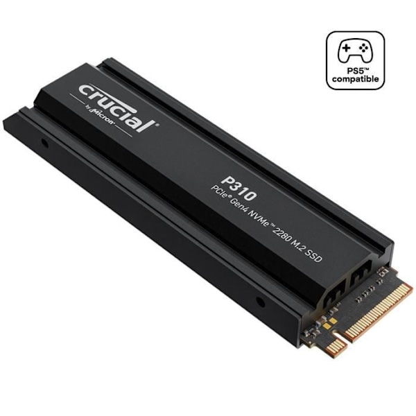 CRUCIAL - P310 - Sisäinen SSD - 4 To - PCIe Gen4 NVMe M.2 - Mukana lämpölevy - Lukunopeus Jopa 7100 Mo/s - CT4000P310SSD5