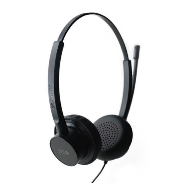 SPC Brave Pro – PC-kuulokemikrofonilla ja melunvaimennus, USB-A+AUX-liitäntä, kaukosäädin ja keinonahkaiset korvatyynyt Svart
