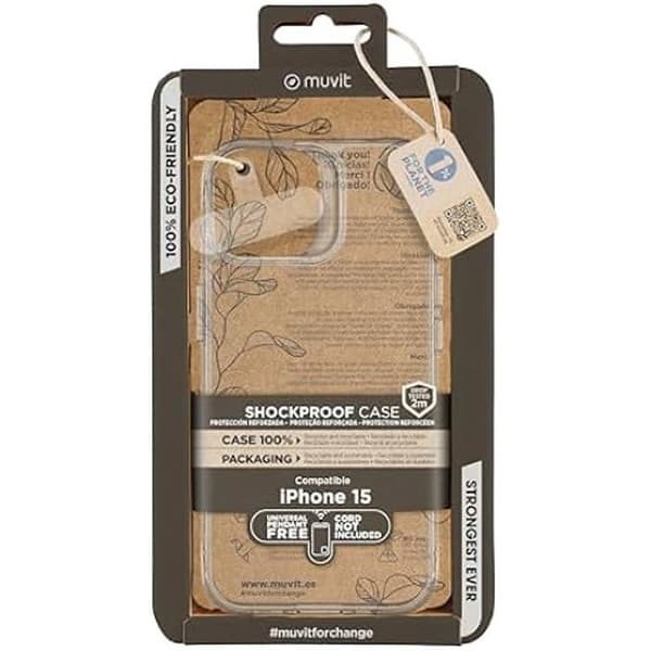 Chockskydd - MUVIT - iPhone 15 - Transparent - Flexibel - Unisex Transparent