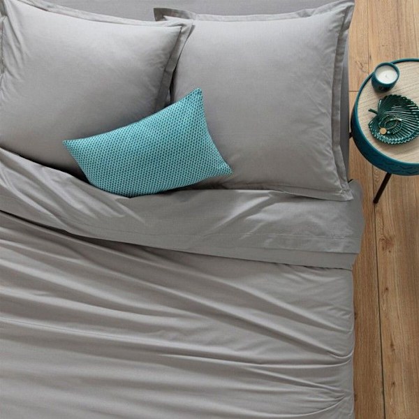 Drap Housse - Atmosphera - Grå - 160x200cm - Bomuld - Vaskbar ved 60° Grå