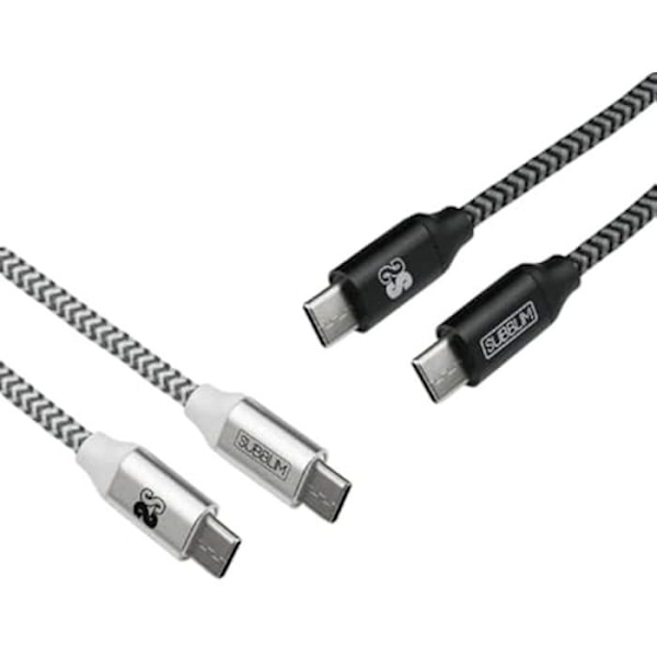 SUBBLIM USB-C-kablar - 2-pack USB-typ USB-C till USB-C-kablar 1m svart/silver