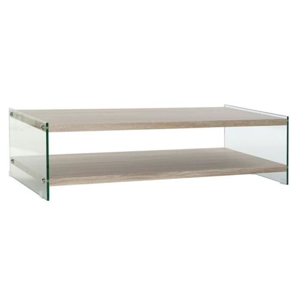 Naturligt moderne sofabord, transparent MDF, glas, sofabord 130 cm