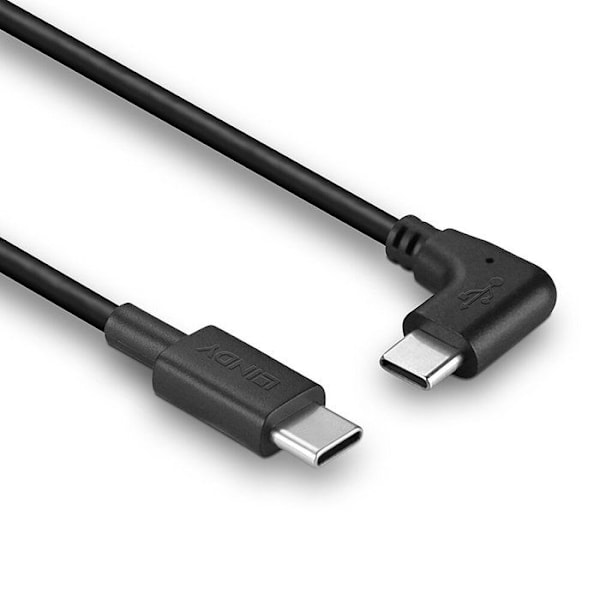 LINDY USB C - USB C kulmakaapeli - 1m musta