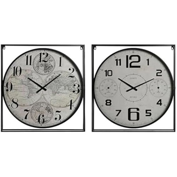 Seinäkello - KOTI ESPRIT - Monivärinen - MDF Metalli Puu - 62 x 6 x 65 cm - Moderni skandinaavinen tyyli Flerfärgad