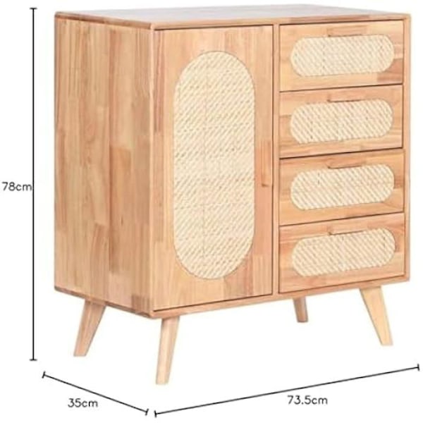 Senkki - HOME ESPRIT - Luonnollinen - 73,5 x 35 x 78 cm - Monivärinen - Matala senkki Flerfärgad