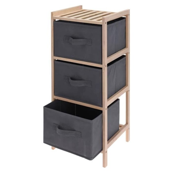 Opbevaringsskab H&S Collection med 3 opbevaringskasser - Mørk grå - Klassisk - Tidløst