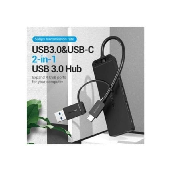 USB-hubi - Vention - Musta - USB-liitäntä - Kompakti - Kätevä