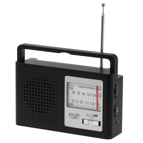 Radio - Adler - AD 1909 - AM/FM - Kannettava - Telescopinen antenni - Verkkosähkö/akku svart