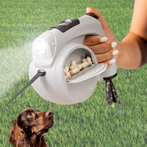 Retractable hundeleash - InnovaGoods - Leashic - 6-i-1 - LED-lys - Praktiske rum mörkgrå