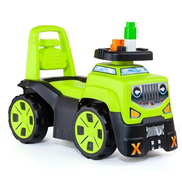 3 i 1 SUV rollator + blokspil - MOLTO - Selvkørende lastbil - Skalerbar - Lydeffekter - Batterier inkluderet Grönt och svart