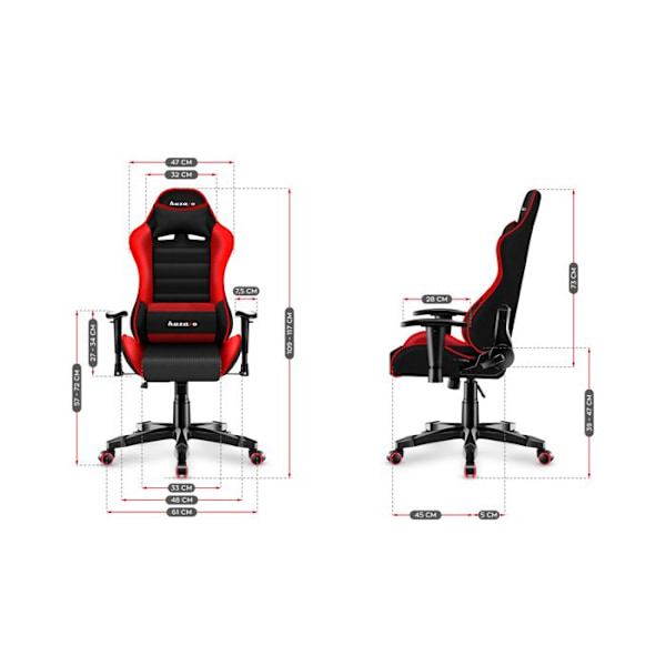 HUZARO Ranger 6.0 Rød mesh Gaming Stol Ergonomisk Justerbar Højde Svivel Lumbar Support Tiltbar sort, rød