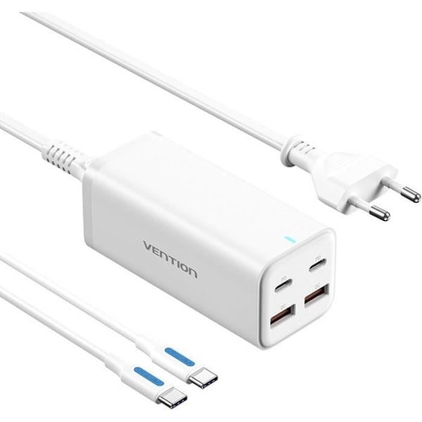 Wandlader - Vention - FBSWG-EU - 100 W - USB x 2, USB-C x 2 - Quick Charge 3.0 Hvid