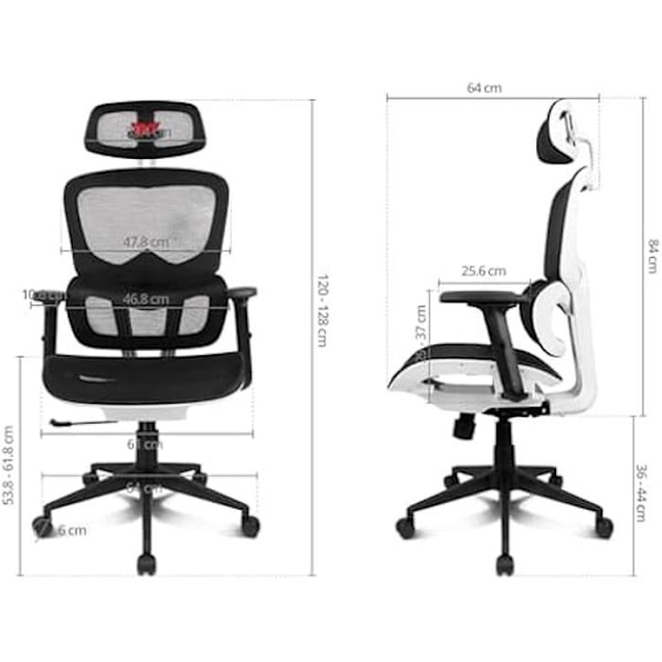 Drift Gaming DRAIR200 - Professionel spillestol, mesh af høj kvalitet og forstærket polymer, polstrede armlæn Svart vit