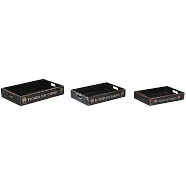 Brickor - HOME ESPRIT - Set om 3 - Granved - Svart - 56 x 38 x 10 cm Flerfärgad