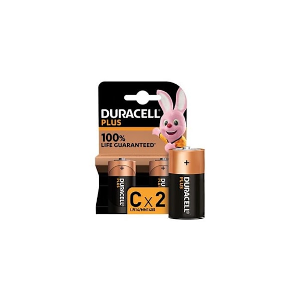 Duracell Paristot Pakkauksessa 2 C Duracell Plus -alkaliparistoa, 1,5 V LR14