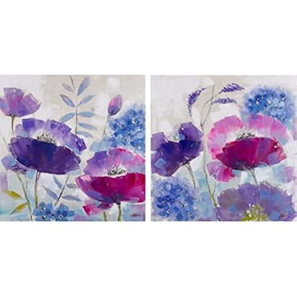 Bord - DKD HEMINNREDNING - Standard - Lila färg - Furu och canvas material - 80x80 cm lila
