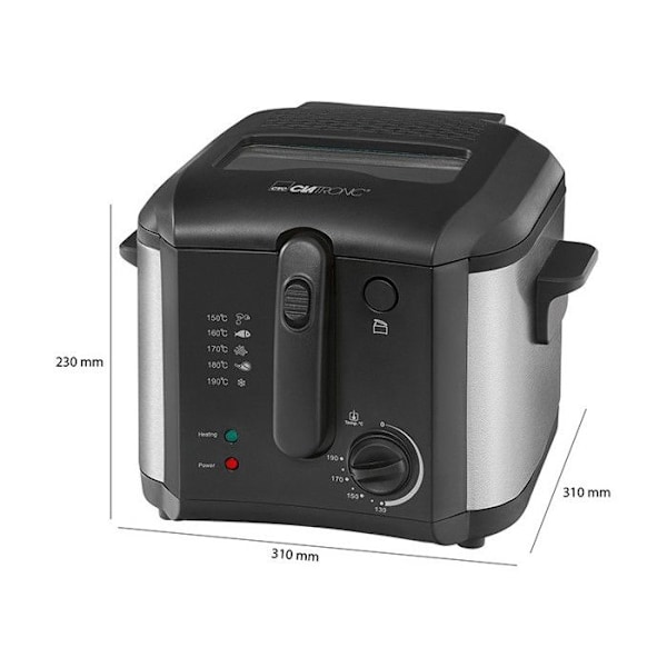 Friture - CLATRONIC - FR 3649 - 1600W - 2.5L - Sort Svart