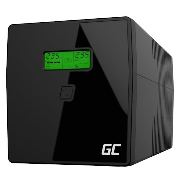 Green Cell® UPS Uafbrudt Strømforsyning 1000 VA (700 W) med LCD-skærm 2 x 12 V/7 Ah 2 x Schuko Sort