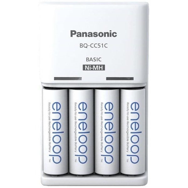 NiMH-laddarblock med Panasonic Basic BQ-CC51-batterier + 4x eneloop AA