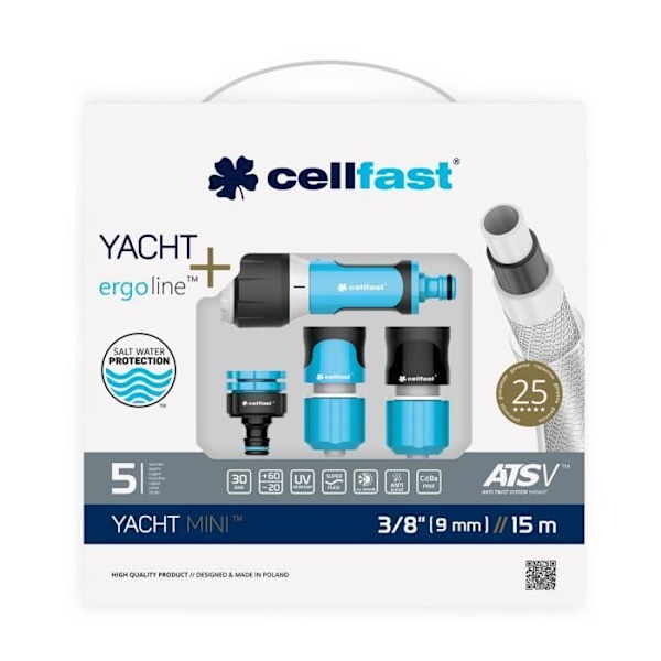 Vesiletku huviveneeseen ja puutarhaan - CELLFAST - YACHT MINI 3/8" - 15m - 9mm - Muovi - Synteettinen