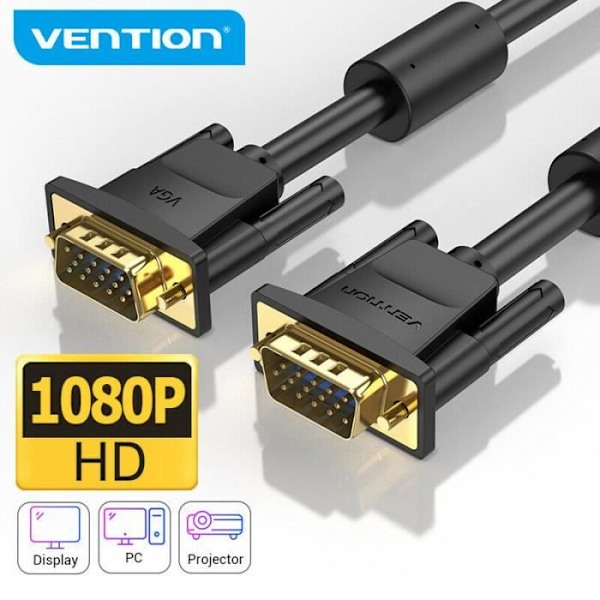 VENTION VGA-kabel hane till hane 1080P flätad för TV-avskärmningssladd för bärbar datorskärm (5m)