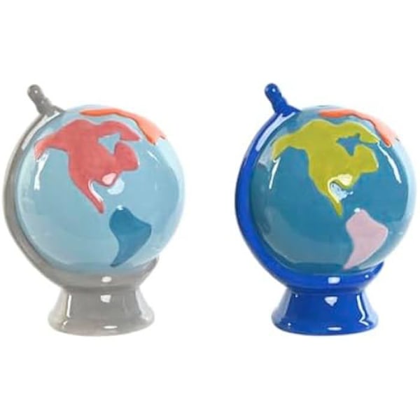 Spargris - HOME ESPRIT - Dolomite Globe - Flerfarvet - 13,5 x 14,5 x 19 cm - 2 enheder mångfärgad