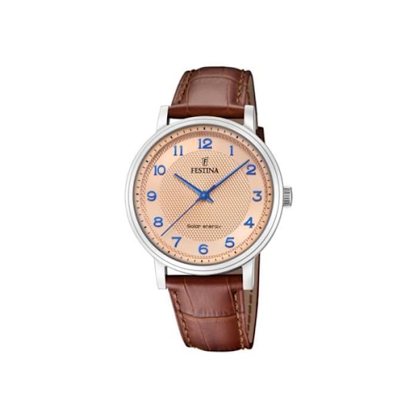 Ur - FESTINA - F20660/2 - Stål - Brun Læder - Solenergi Brun, Rosé, Blå