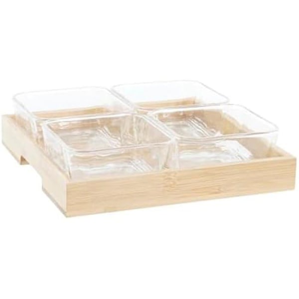 Forretsbakke - DKD Home Decor - Flerfarvet - Bambus og glas - 24 x 45,5 x 28 cm - Rektangulær mångfärgad