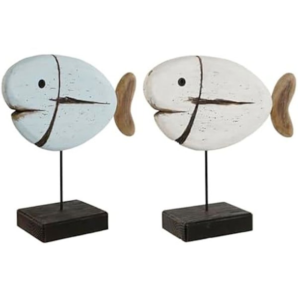 Figurine dekoration - HOME ESPRIT - Fisk - Hvid - Multifarvet - 2 enheder Flerfärgad
