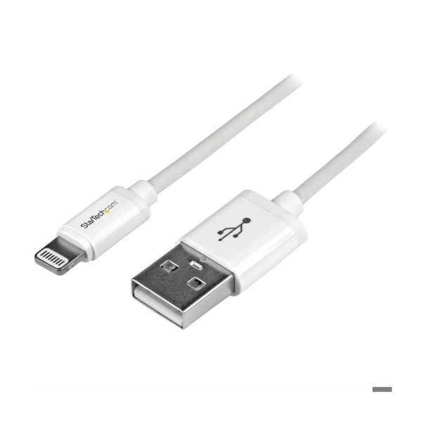 1m Apple Lightning till USB-kabel i vit - Lightning Sync-sladd för iPhone, iPod, iPad - Vit - USBLT1MW