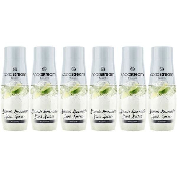 SODASTREAM-tiivisteet - 6 kpl sokerittomia limonaditiivisteitä - Jopa 54L juomia - 440 ml Vit