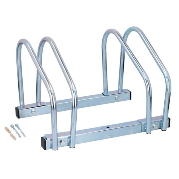 Cykelholder - Dunlop - Vægmodel - Aluminium - 2 cykler - Sølv pengar