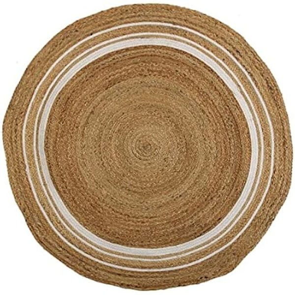 Tæppe - VERSA - Stribet - Jute Rattan - Ø 120 cm Flerfärgad