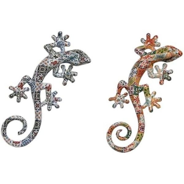 Seinäkoriste - HOME ESPRIT - Välimeren lisko - Monivärinen - 10 x 4 x 22 cm - 2 kappaletta mångfärgad