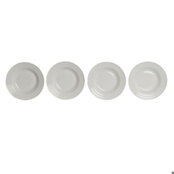 Djuptallrik - DKD Home Decor - Set om 4 - Porslin - Vit - Ej mikrovågssäker Vit