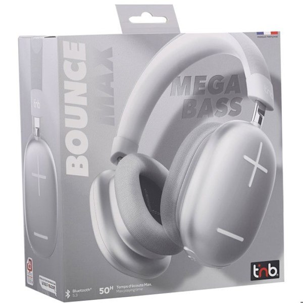 T’NB Bounce Max - Langattomat Circum-aural-kuulokkeet Uusi Versio, Mukavat ja Kattavat, Bluetooth-yhteydellä - Hopea