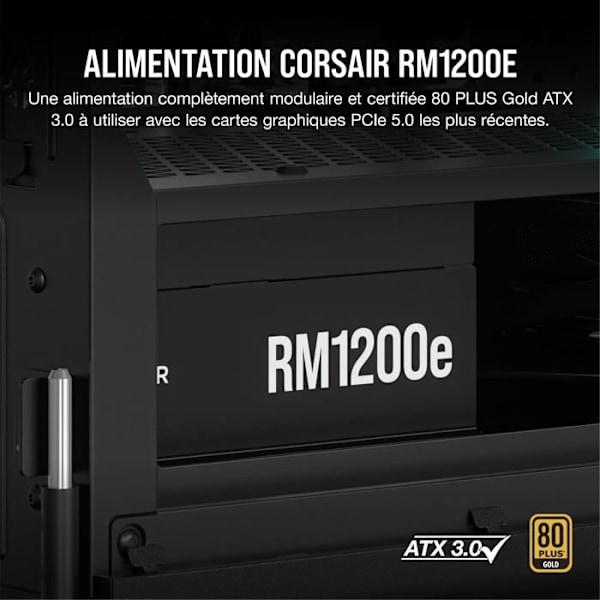 Alimentaatio ATX - CORSAIR - RM1200e (2023) - 1200W - Täysin Modulaarinen - Hiljainen