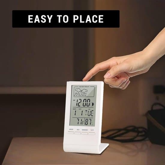 Väder – Termometer – Hygrometer – Digital väderstation för inomhus/utomhusbruk med radiostyrd klocka, trendvisning och datum – Smart termometer