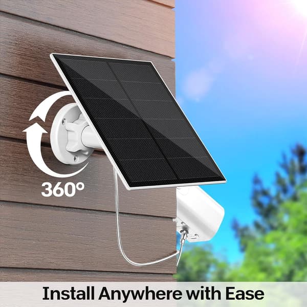 5W Ring solpanel – Laddare för utomhussäkerhetskamera med justerbart fäste – Monokristallint kisel, IP65 vattentät Ring-solladdare (Vit/Svart)